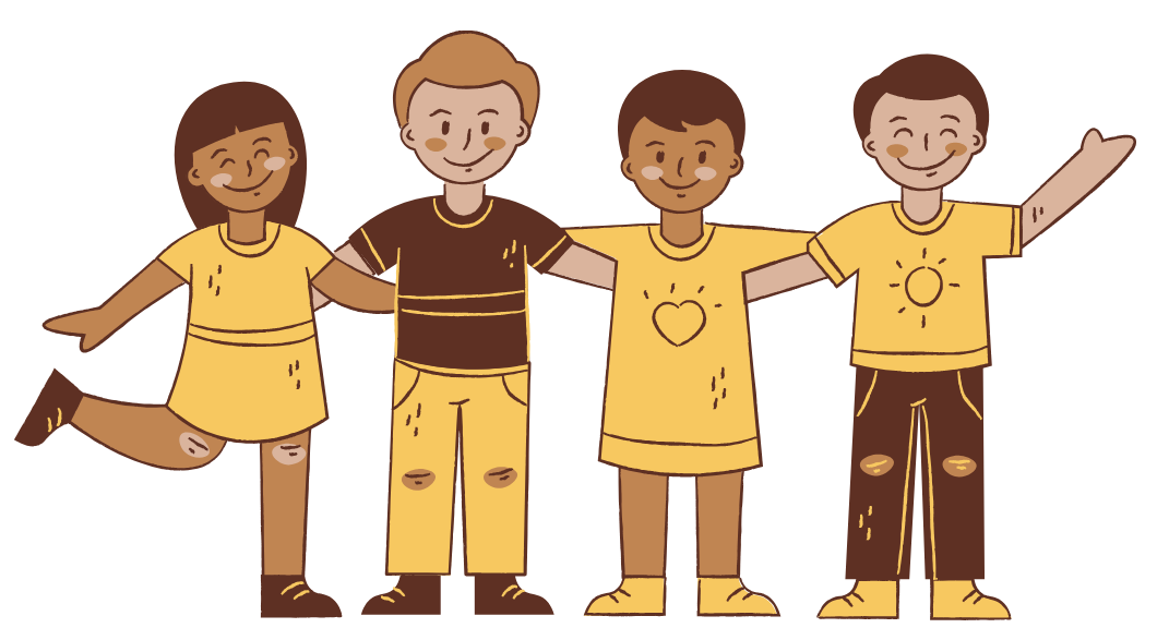 4 happy children